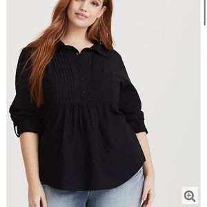 Torrid Black Pintuck Poplin Blouse